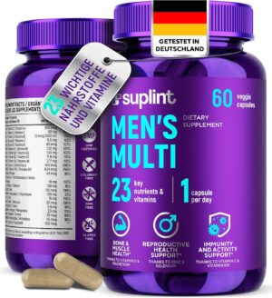 Magnesium Komplex mit B6 & Zink โ Multivitamin for Men - 60 Capsules for 60 Days - Vitamin Complex A-Z & Minerals such as Zinc, Magnesium, and More - High Dose Tablets Multivinamine A, C, D, E, B6, B12, K (1 Pack)