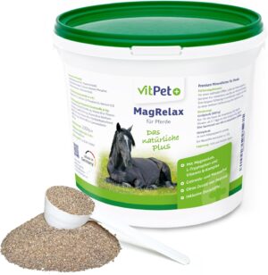 Magnesium Komplex mit B6 & Zink โ MagRelax for Horses - Magnesium Horse with Tryptophan and Vitamin B Complex - Supports Relaxation, Muscles and Nervous System - 2 kg Includes Dosing Spoon