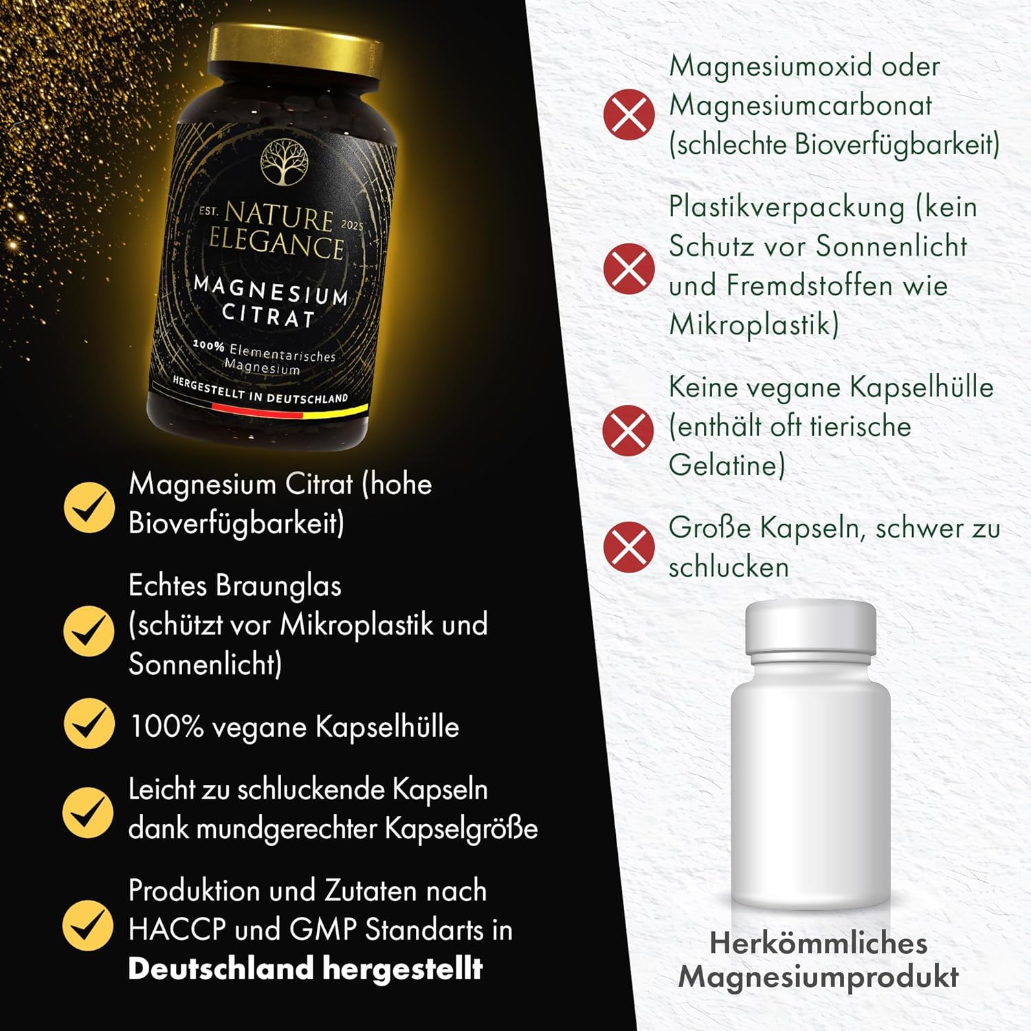 Schlaf-Magnesium mit Melatonin – Natürlich einschlafen & durchschlafen – NEOLYMP Magnesium Citrate Capsules High Dose - 360 mg Elementary Magnesium per Dose - Produced in Germany - Vegan, Laboratory Tested & Sustainable Brown Glass (Magnesium Citrate 180 Capsules) – Bild 3