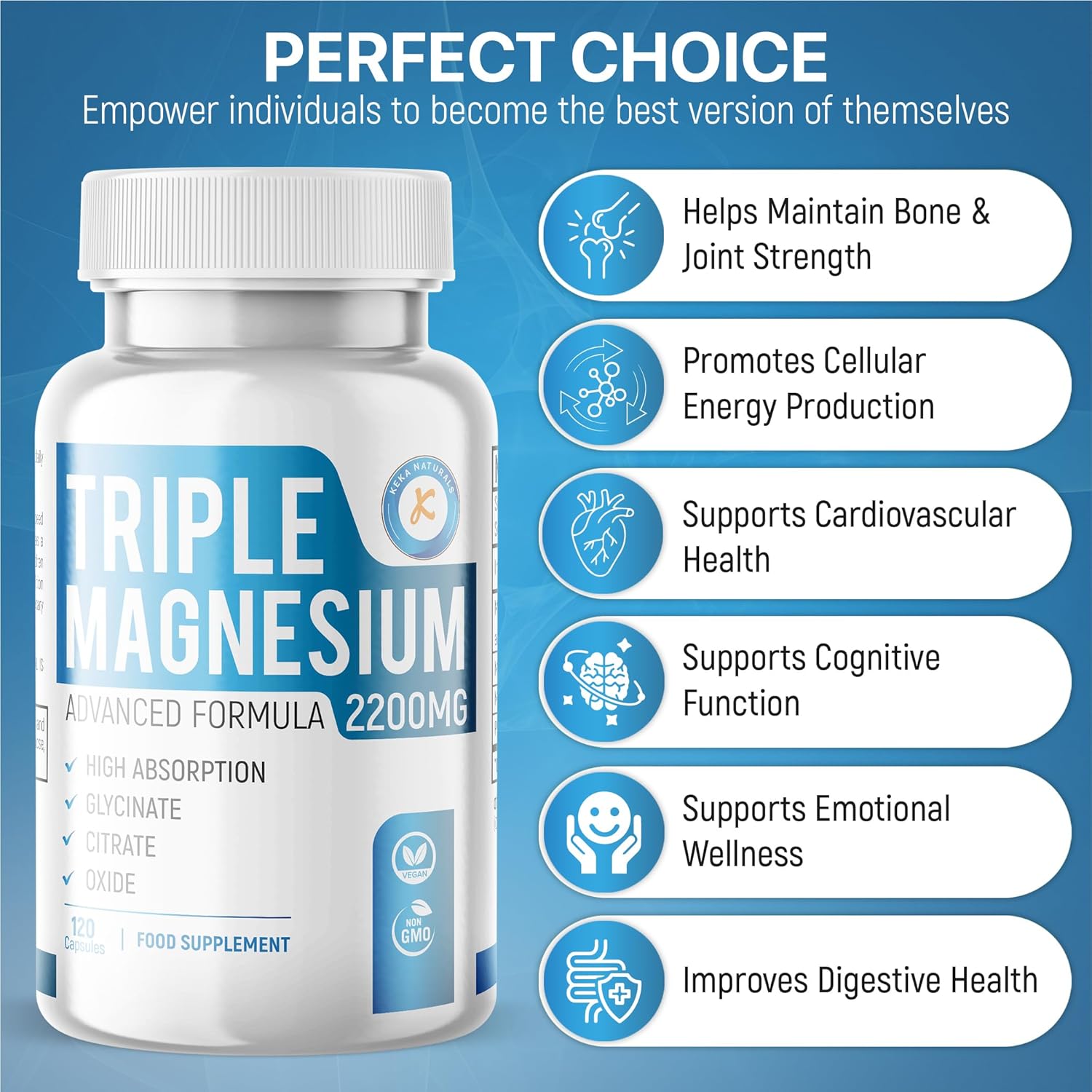Magnesium 600 mg – Magnesium Complex with Glycinate, Citrate & Oxide, 494 mg, Elemental Magnesium, Sleep & Relaxation, Highly Bioavailable, Vegan, Gluten Free, 60 Capsules, No Additives – Bild 3