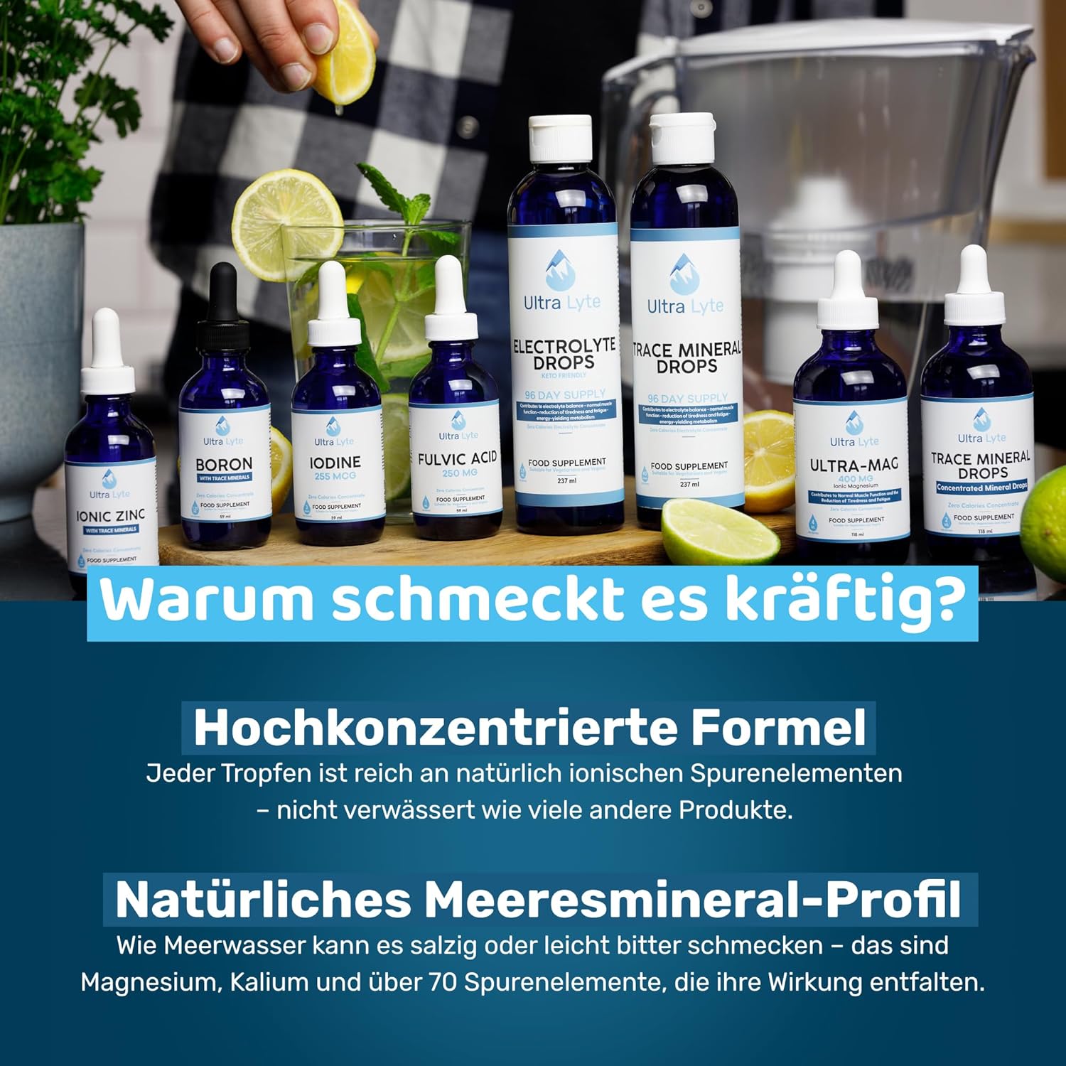 Magnesium 400 mg – Ultra Lyte Magnesium 400 mg Ionic Minerals Supplement 118 ml 30 Servings Highly Concentrated Liquid Minerals Reduces Fatigue & Fatigue - Supports Electrolyte Balance & Muscle Function – Bild 8