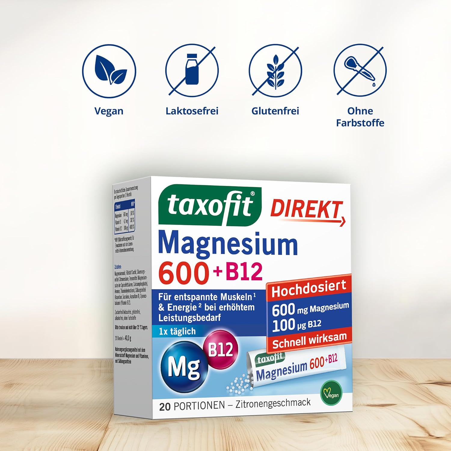 Magnesium 600 mg – taxofit Magnesium 600+B12 DirektGra 5 x 20 Pieces – Bild 4