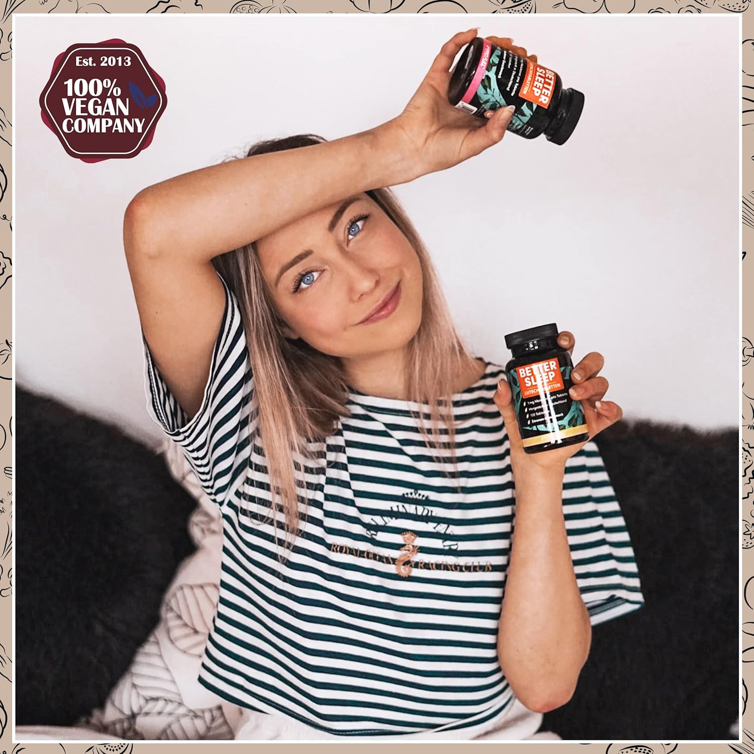 Schlaf-Magnesium mit Melatonin – Natürlich einschlafen & durchschlafen – Melatonin Lozenges, 120 x Delicious Raspberry Flavour, Optimal High Dose, with Bioactive Melatonin, L-Theanine, Glycine and Vitamin B6, Sugar-Free, 100% Vegan, Supply for 8 Months – Bild 4