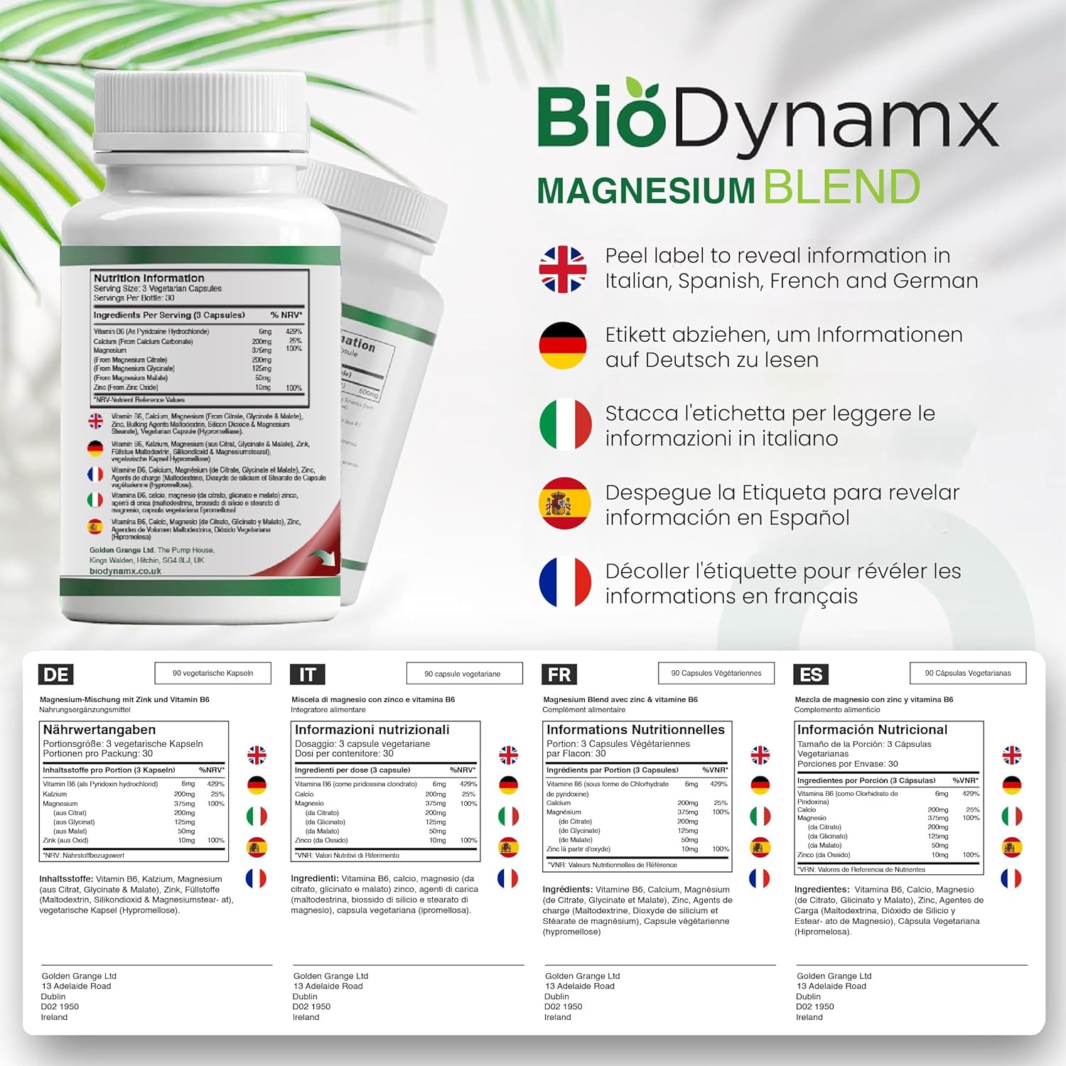 Magnesium 400 mg – Magnesium 3-in-1 Complex 375 mg - Glycinate, Malate & Citrate - 90 Highly Effective Vegan Capsules (30 Day Supply) | Support for Energy, Recovery and Sleep | Allergen Free – Bild 2