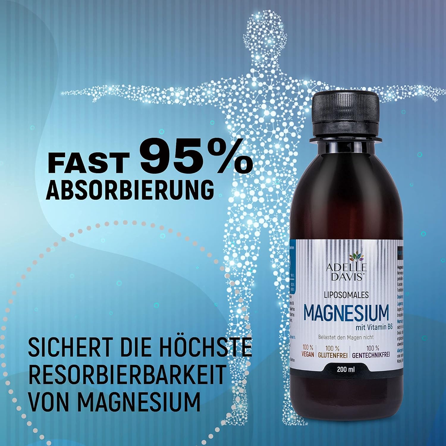 Magnesium Komplex mit B6 & Zink – Liposomal Magnesium 200 mg with Vitamin B6 20 mg High Dose Liquid, 200 ml – Bild 3