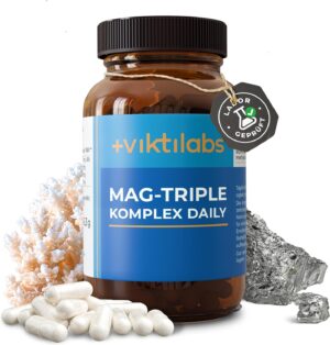 Magnesium Komplex mit B6 & Zink – Viktilabs© Magnesium High Dose Capsules 100% Vegan | Developed in Germany - Easy to Swallow | High-Quality Mag-Triple® Daily Complex (Pack of 1)