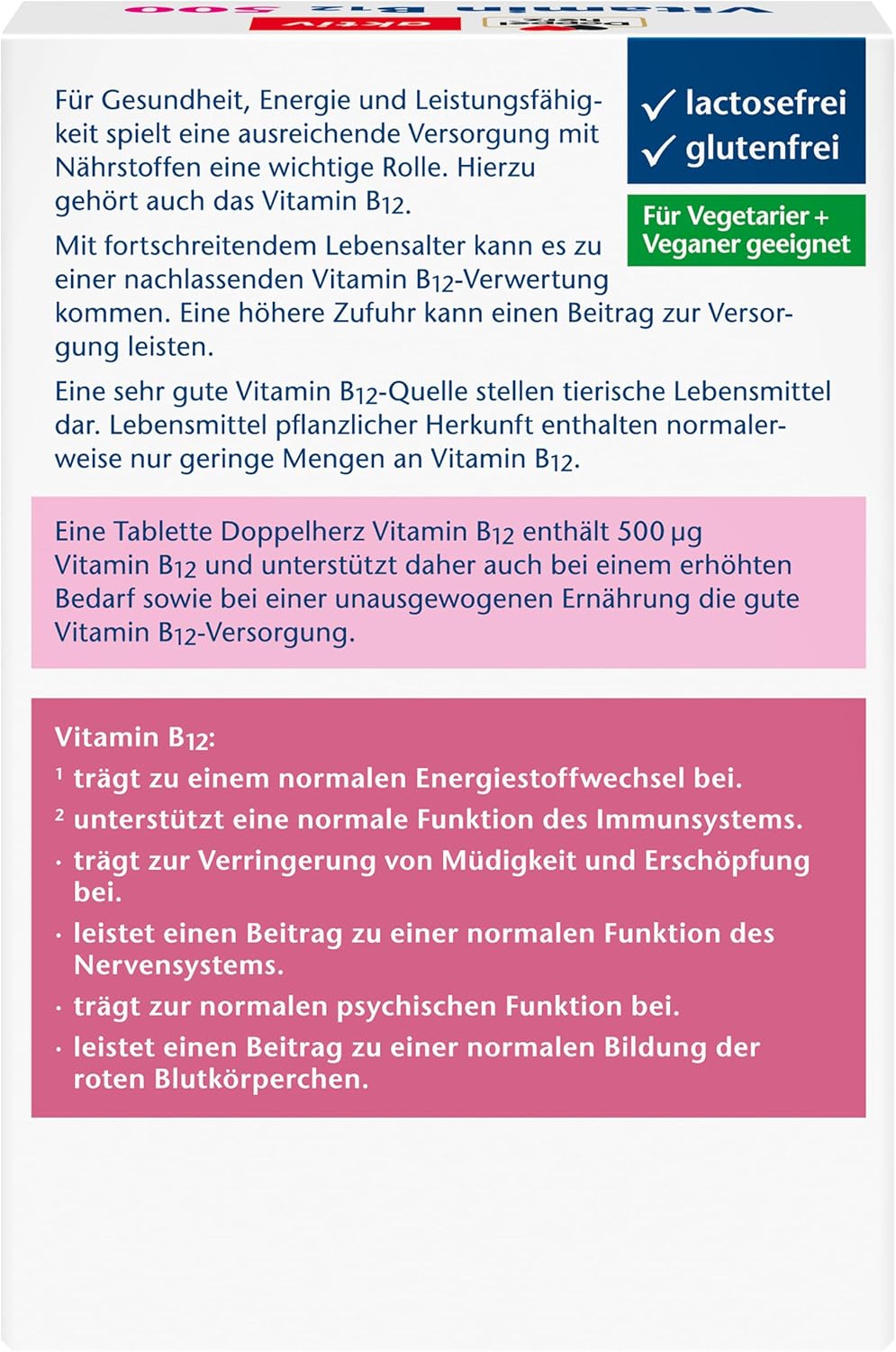 Magnesium Komplex mit B6 & Zink – Doppelherz Vitamin B12 500 - High Dose with 500 μg Vitamin B12 per Tablet - Vegan - 120 Mini Tablets – Bild 2
