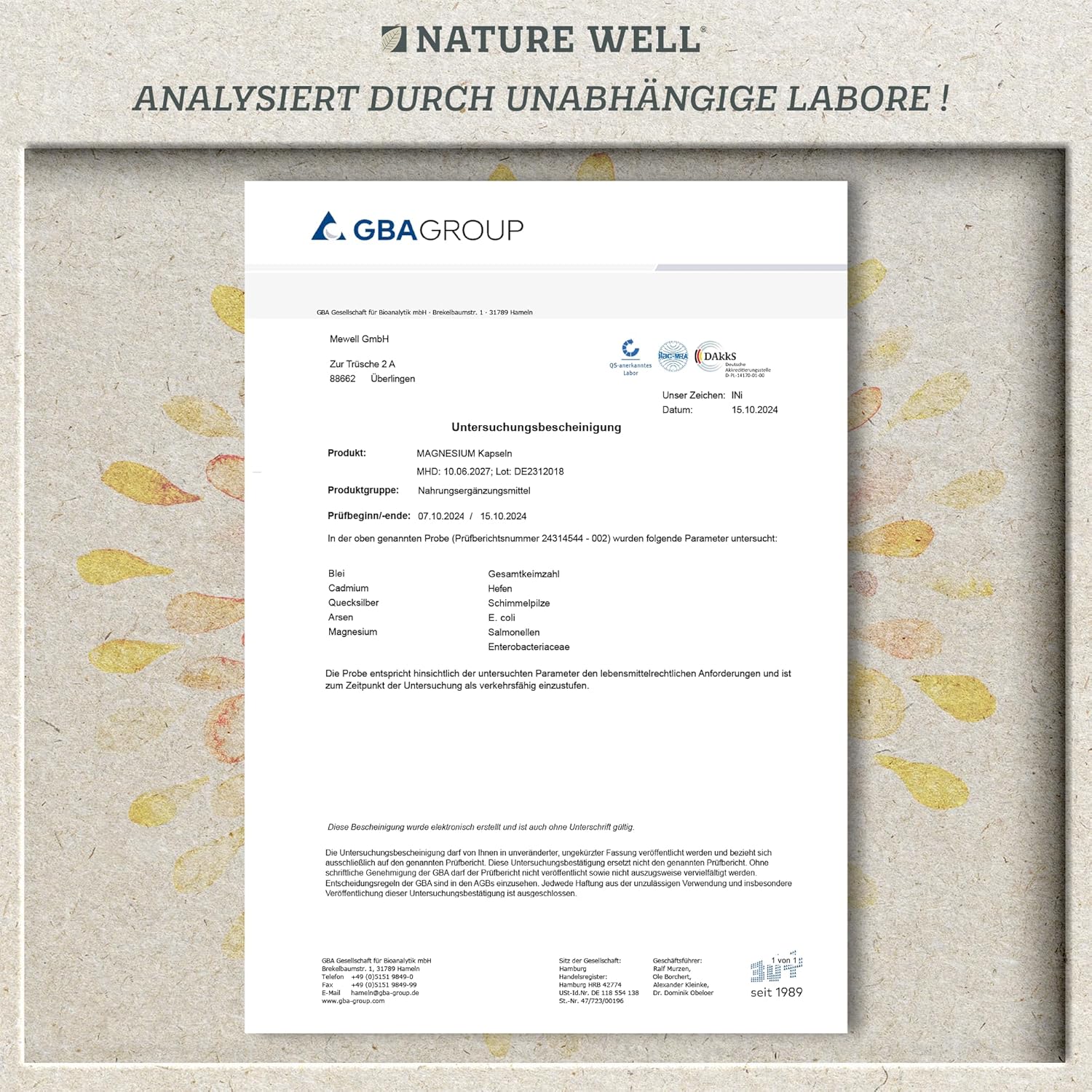 Magnesium 600 mg – Magnesium Capsules 365x - 668mg Magnesium Oxide, of which 400mg Magnesium per Capsule - Very High Magnesium Content (60%) - Laboratory Tested with Certificate - 100% Vegan - Supply for a Full Year – Bild 5