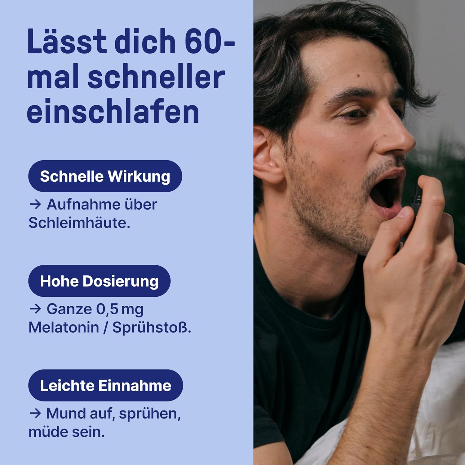 Schlaf-Magnesium mit Melatonin – Natürlich einschlafen & durchschlafen – BRAINEFFECT Sleep Spray Strong The Original - Melatonin Spray High Dose - 450 Days Supply Sleep Spray - with Mint, Lemon, Lavender and Ashwagandha, Sugar-Free, Alcohol-Free – Bild 3