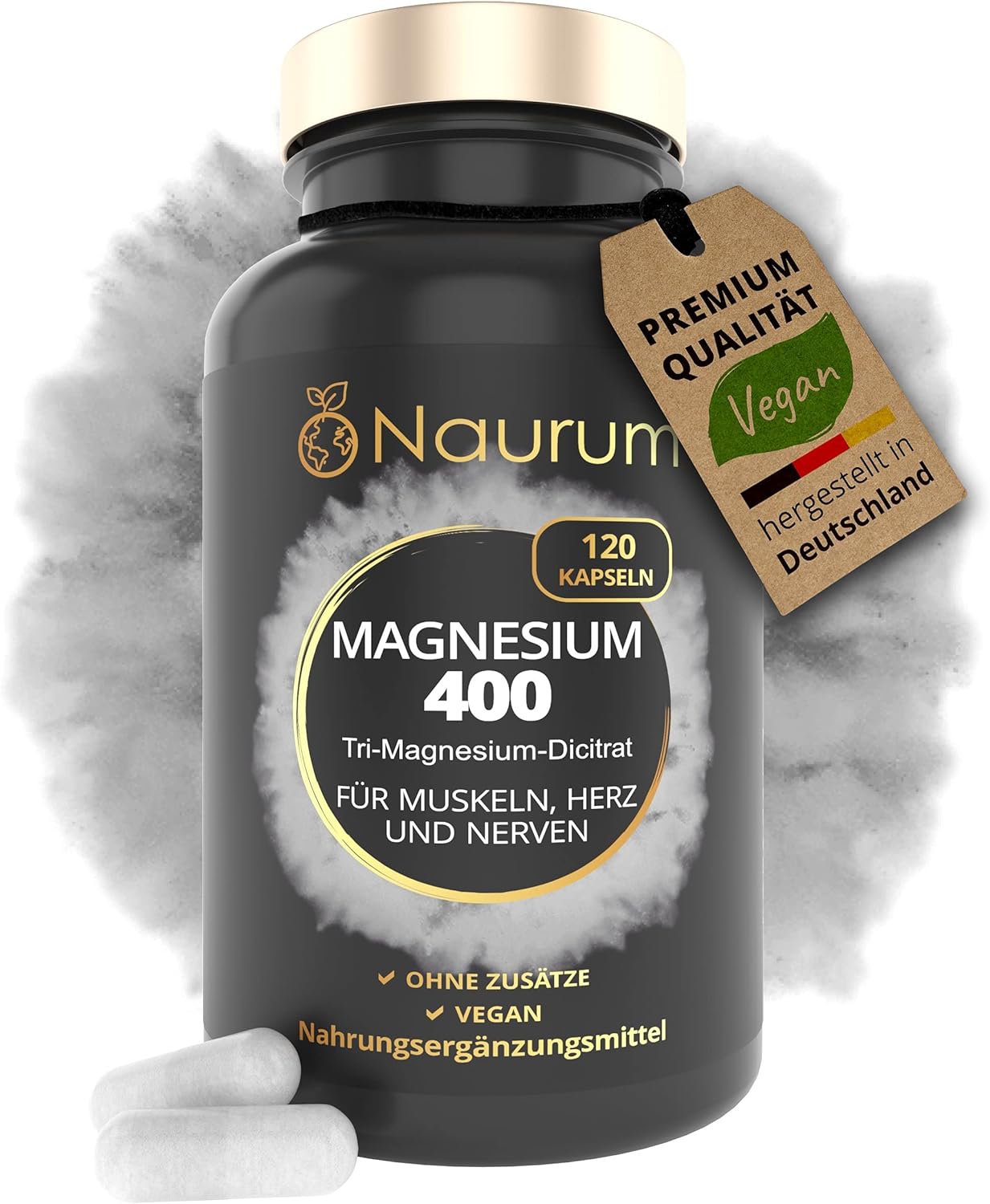 Magnesium 400 mg – Magnesium 400 - 120 vegan high dose capsules - 400 mg pure elementary magnesium - tri-magnesium dicitrate instead of magnesium citrate - laboratory tested, produced in Germany
