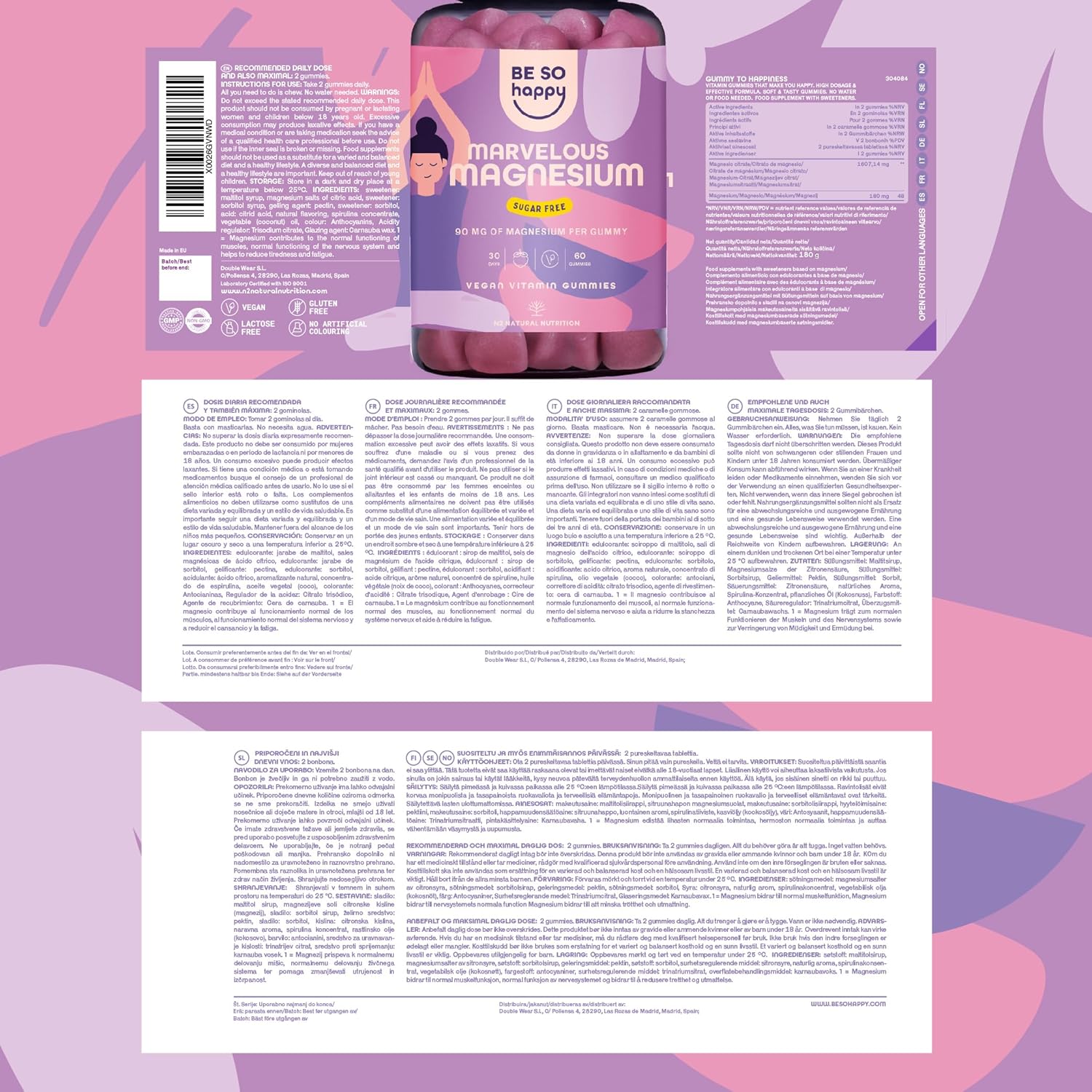Schlaf-Magnesium mit Melatonin – Natürlich einschlafen & durchschlafen – Magnesium Gummies 180 mg, Magnesium for Children and Adults, Magnesium Citrate 1607 mg per Dose, 60 Magnesium Gummy Bears for Fatigue, Muscles & Nervous System, Marvelous Magnesium BeSoHappy – Bild 10