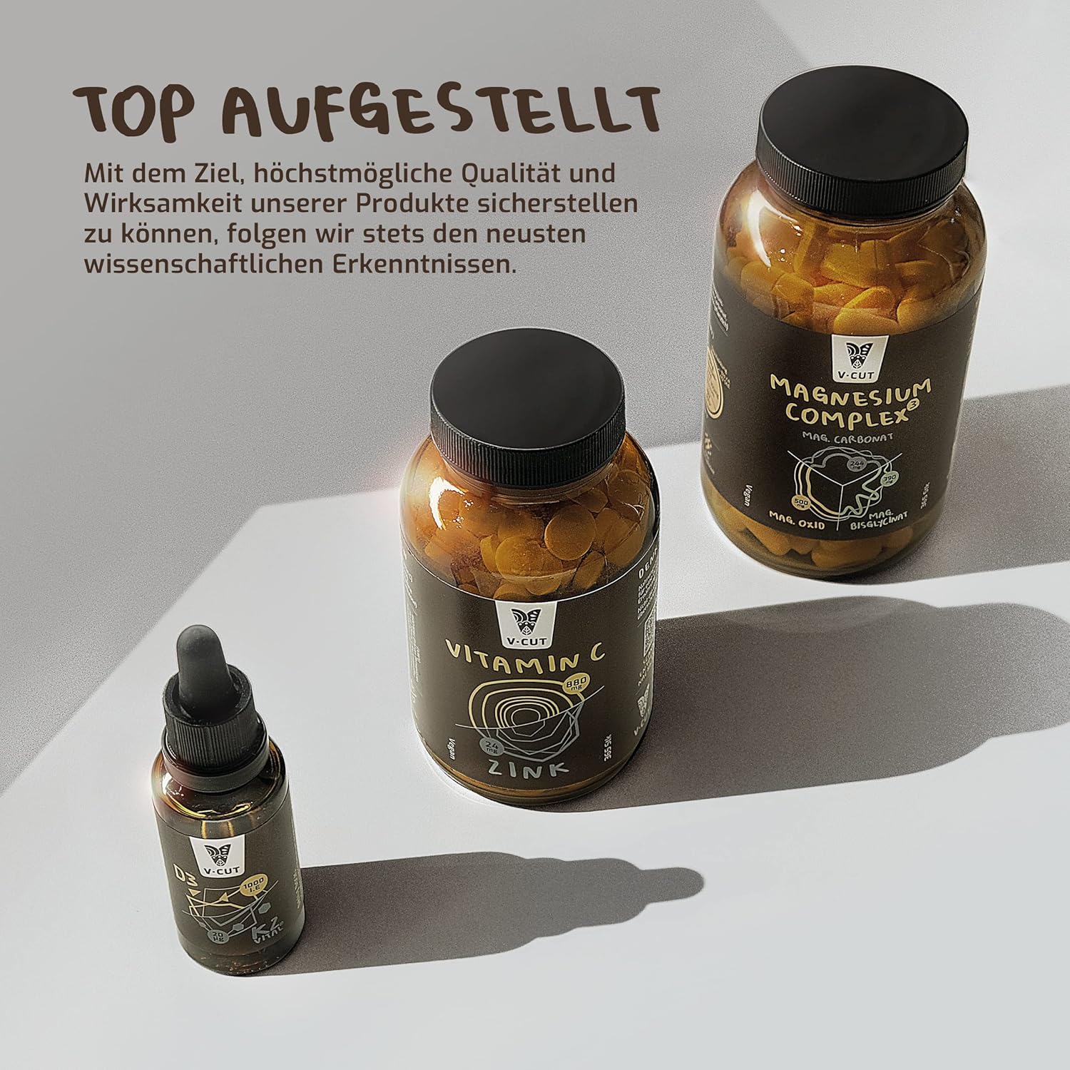 Magnesium Komplex mit B6 & Zink – Vcut Magnesium Complex Tablets - Made of 3 Quality Compounds - Bisglycinate, Carbonate, Oxide - 400 mg Elementary Magnesium - Vegan - High Dose - Laboratory Tested - Made in Germany – Bild 8