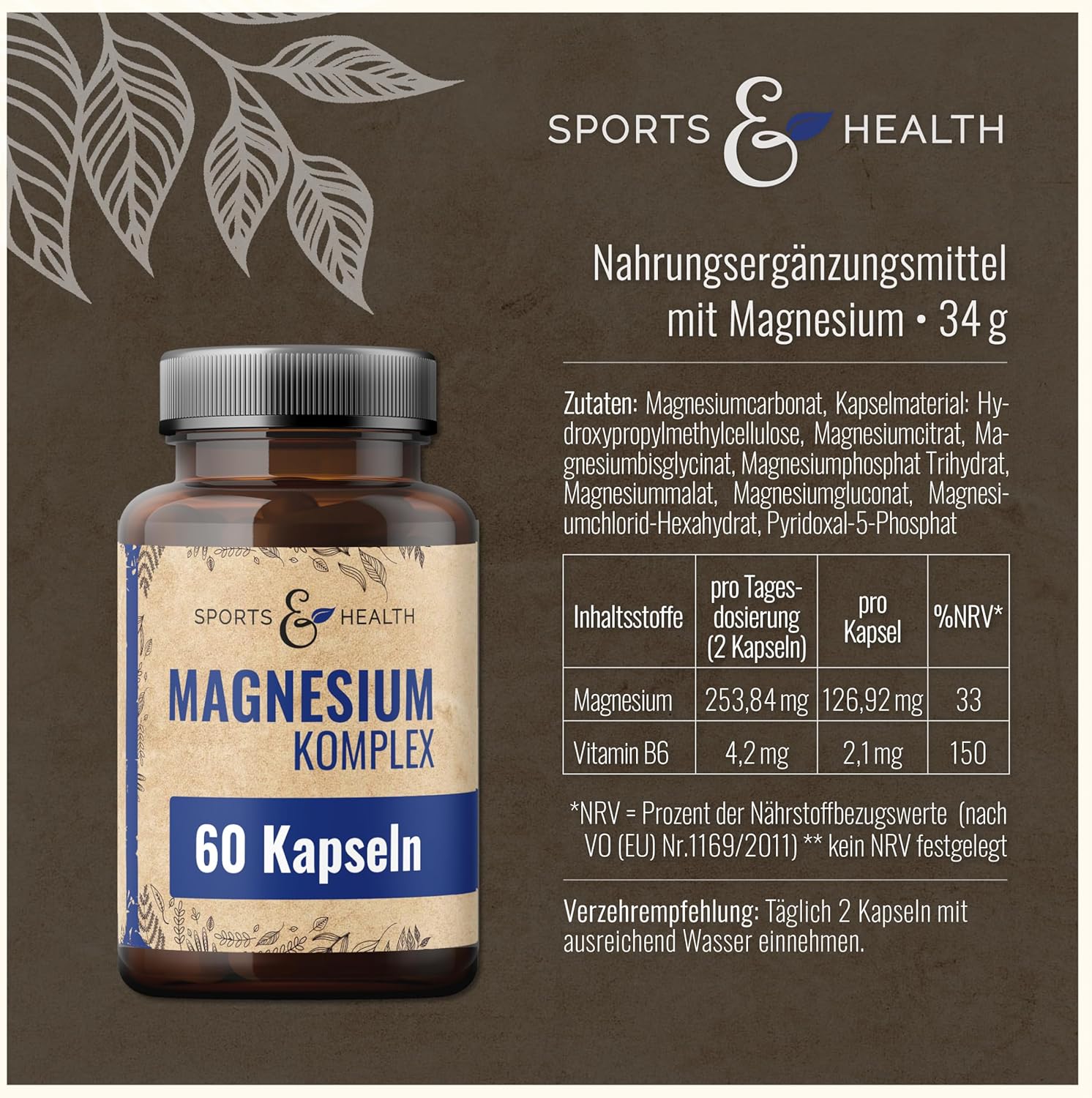 Magnesium Komplex mit B6 & Zink – Magnesium Capsules, , ,