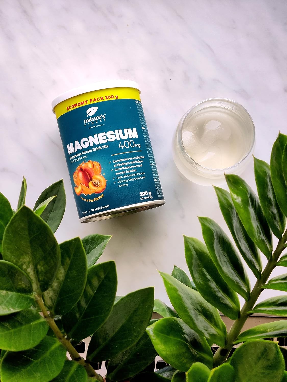 Magnesium 400 mg – Nature's Finest Magnesium Citrate Powder - High Dose with 400 mg Magnesium Per Serving - Vegan, Sugar-Free, with Peach Flavour - 600 g for 120 Servings – Bild 6