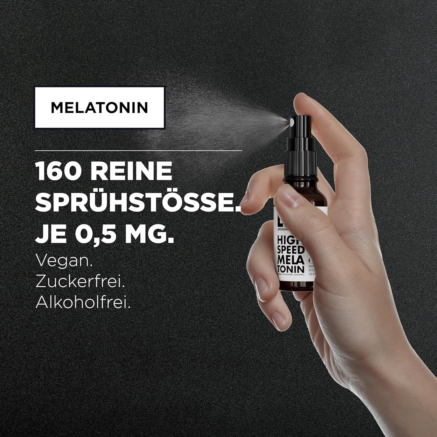Schlaf-Magnesium mit Melatonin – Natürlich einschlafen & durchschlafen – High Speed Melatonin Spray - Liposomal Liquid as Melatonin Spray with 0.5 mg Melatonin per Spray | 160 Sprays | Vegan, Alcohol-free & Sugar-Free – Bild 3