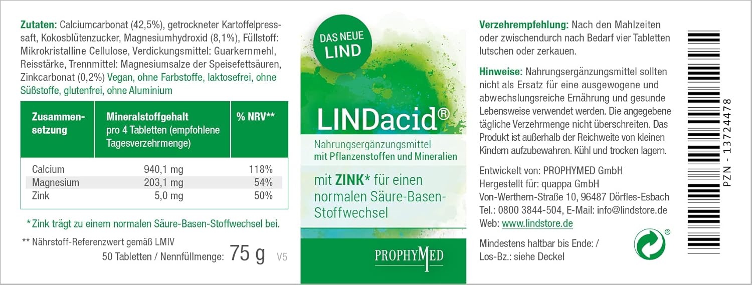 Magnesium Komplex mit B6 & Zink – The healthy base tablets (50 pieces) - with calcium, magnesium and zinc Especially the zinc ensures a good acidic base balance in the body, with dried potato juice, 100% vegan – Bild 2