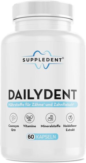 Magnesium Komplex mit B6 & Zink – Dailydent Multivitamin Complex for Healthy Teeth & Gums with Vitamin A, B1, B2, B6, B12, C, D3, E, K2, Folic Acid, Zinc, Magnesium, Iron, Selenium, Q10 & More - 60 Capsules (30 Day Supply)