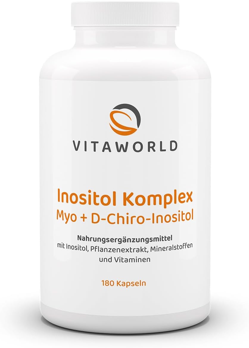 Magnesium Komplex mit B6 & Zink – vitaworld Inositol Complex for Women - 180 Vegan Capsules with Myo & D-Chiro-Inositol, Monk Pepper, Saffron, Ginkgo - with Vitamin B6, D3, K2, Zinc & Magnesium for Hormonal Balance & Cycle