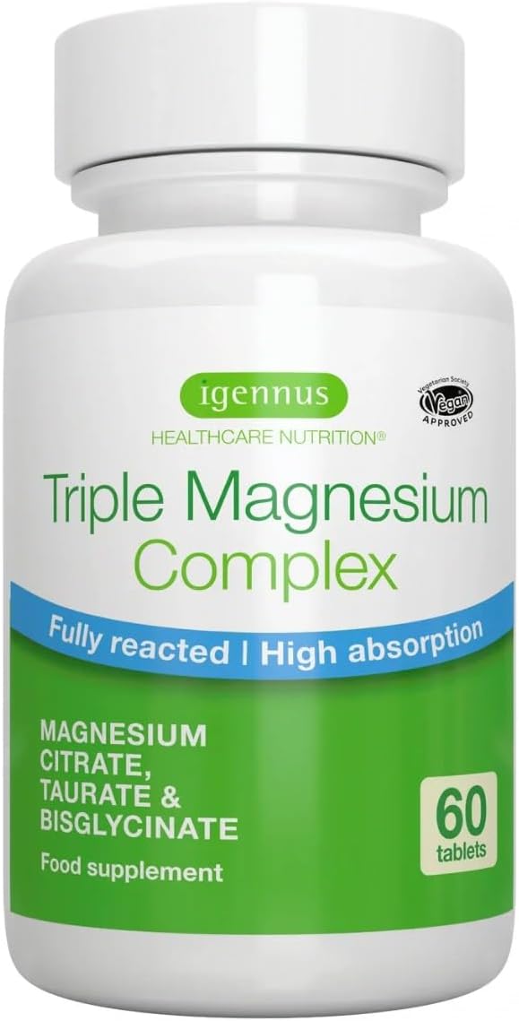 Magnesium Komplex mit B6 & Zink – Igennus Advanced Triple Magnesium Complex, Fully Reacted & Chelated Glycinate, Taurate & Citrate, Clean Label, High Bioavailability & Absorption, 180 Tablets, Vegan – Bild 4