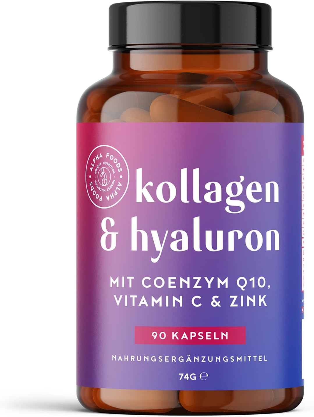 Magnesium Komplex mit B6 & Zink – Hyaluronic Collagen Complex | 90 Capsules | High Dose with CoQ10, Hyaluronic Acid, Vitamin C, D, A, Zinc & Magnesium | Hyaluronic Collagen | for Skin, Hair, Nails, Bones and Joints Alpha Foods