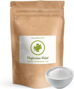 Magnesium 600 mg – Magnesium Malate Powder - 300 g - Vegan & Pure - Highest Bioavailability & Bioactivity - Highest Quality & Purity - No Additives