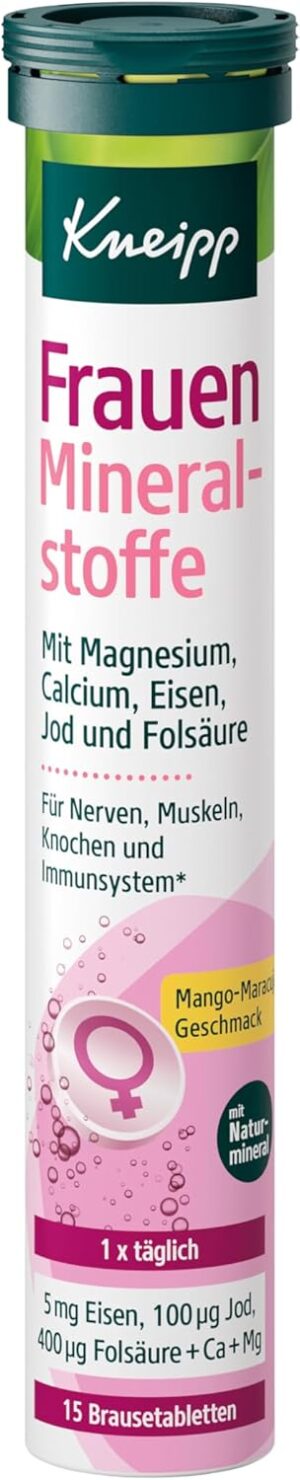 Magnesium Komplex mit B6 & Zink – Kneipp Effervescent Tablets Women Minerals - Dietary Supplement with Calcium, Magnesium, Vitamin C, Zinc, Iron, Iodine, Vitamin D3 and Folic Acid - 15 Effervescent Tablets