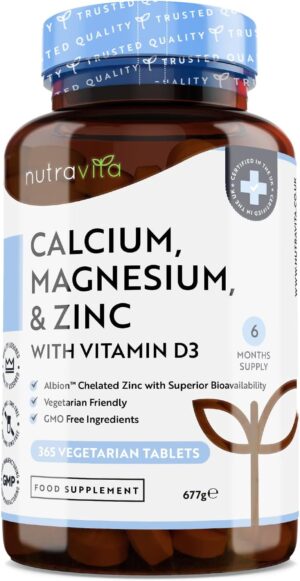 Magnesium Komplex mit B6 & Zink – Nutravita Calcium Magnesium Zinc Copper Selenium Boron and Vitamin D3 365 Tablets for 6 Months Supply Earwax Removal Kit