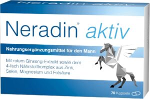 Magnesium Komplex mit B6 & Zink – Neradin Aktiv Micronutrient Complex Especially for Men with Red Ginseng Extract and a Useful 4-Way Nutrient Complex of Zinc, Selenium, Magnesium and Folic Acid, Pack of 70