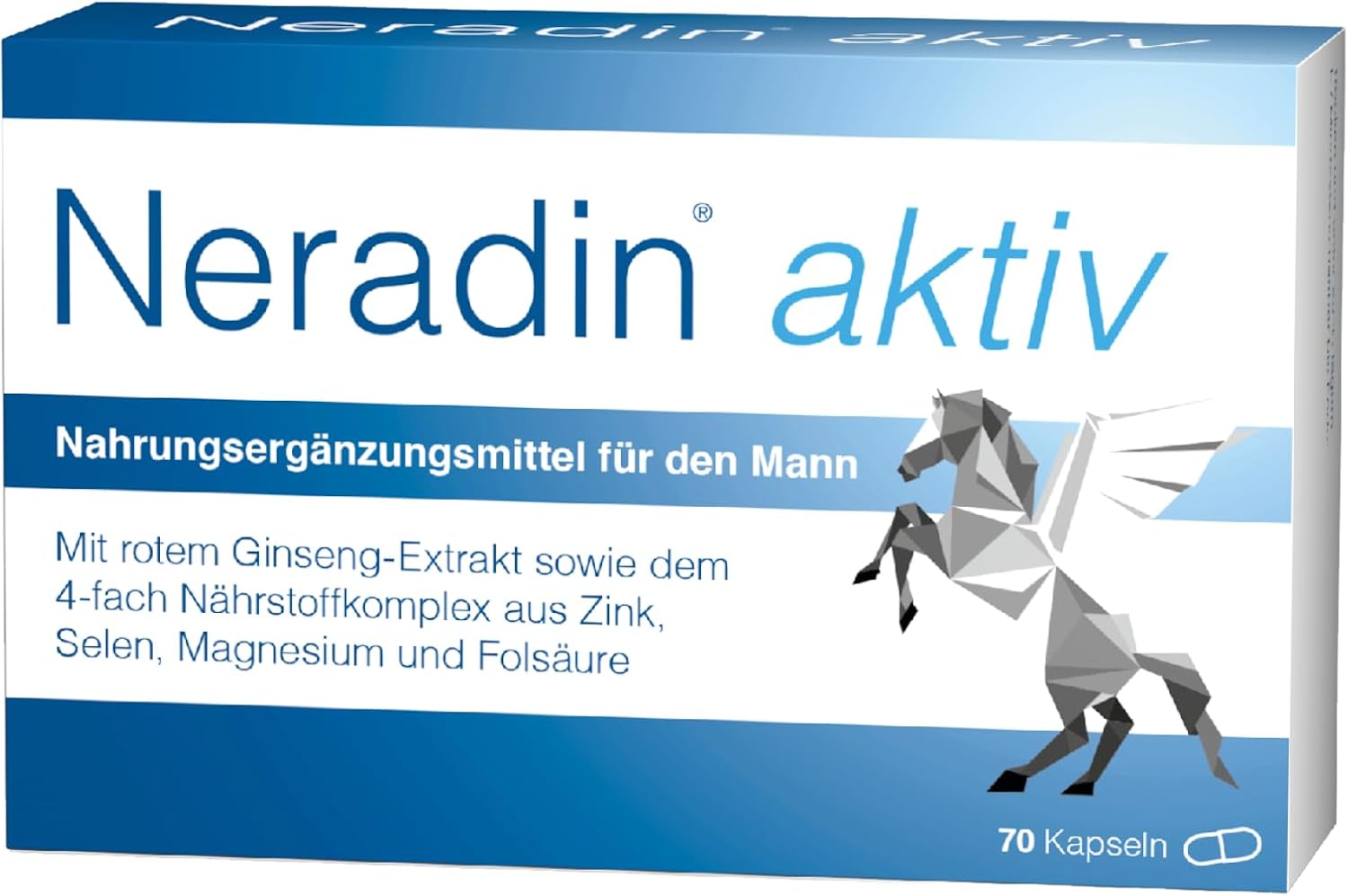 Magnesium Komplex mit B6 & Zink – Neradin Aktiv Micronutrient Complex Especially for Men with Red Ginseng Extract and a Useful 4-Way Nutrient Complex of Zinc, Selenium, Magnesium and Folic Acid, Pack of 70