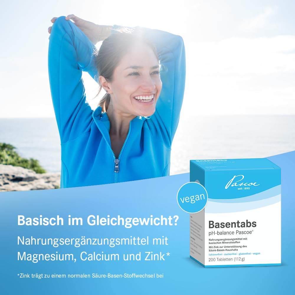 Magnesium Komplex mit B6 & Zink – Pascoe® Basentabs (pH Balance Tablets) for Maintaining Acid-Alkaline Balance / with Magnesium, Zinc and Calcium / 100% Vegan 200.00 – Bild 7