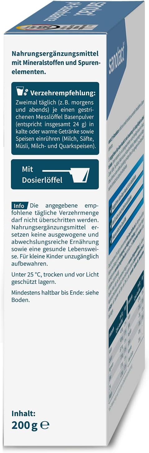 Magnesium Komplex mit B6 & Zink – sanotact pH Base Balance Powder (6 x 200 g) • For Acid Base Balance with Minerals • Deacidification Treatment with Zinc, Magnesium, etc. • Base Powder for Normal Acid-Base Metabolism – Bild 4