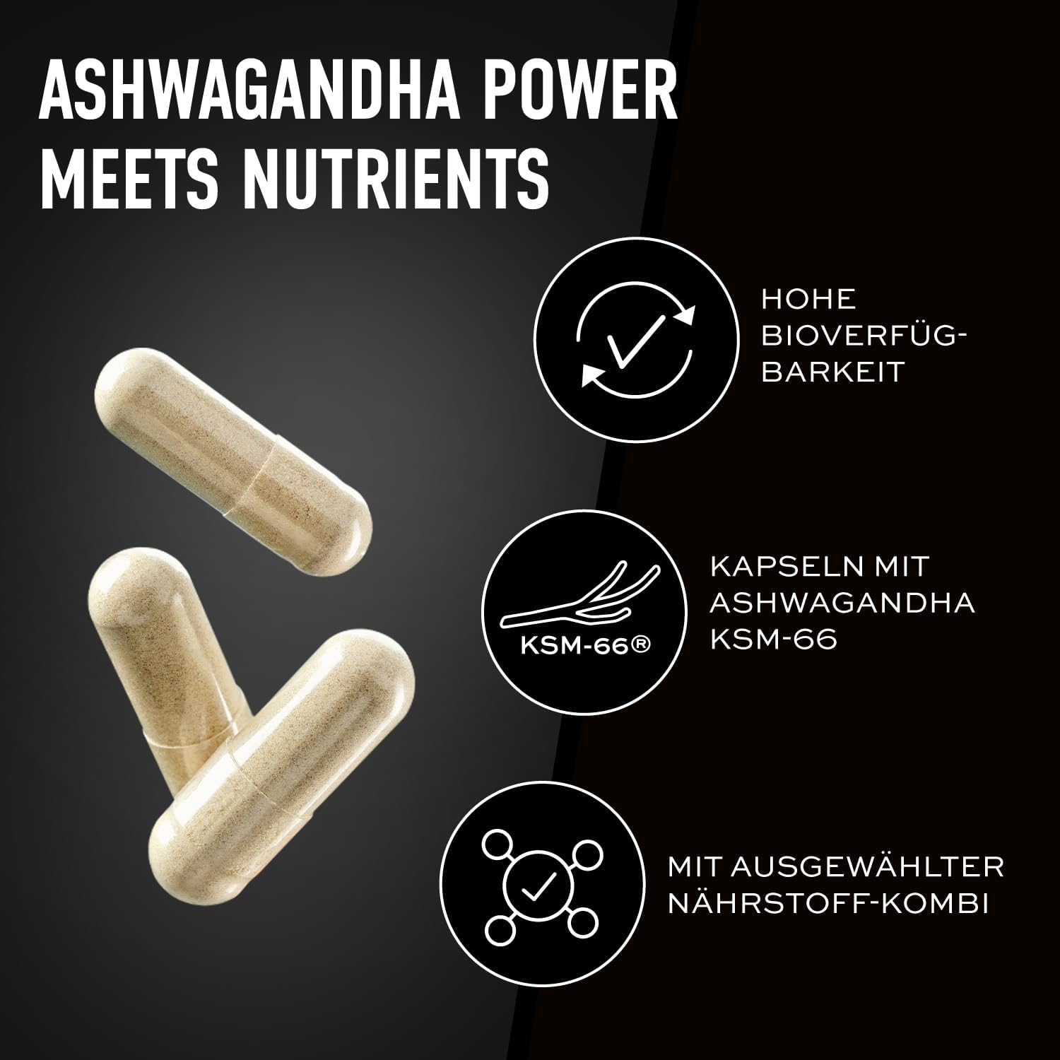 Magnesium Komplex mit B6 & Zink – ESN Ashwa+, Ashwagandha High Dose, Patented KSM 66, 120 Capsules, with Magnesium, Vitamin B6 and Zinc - Made in Germany – Bild 2