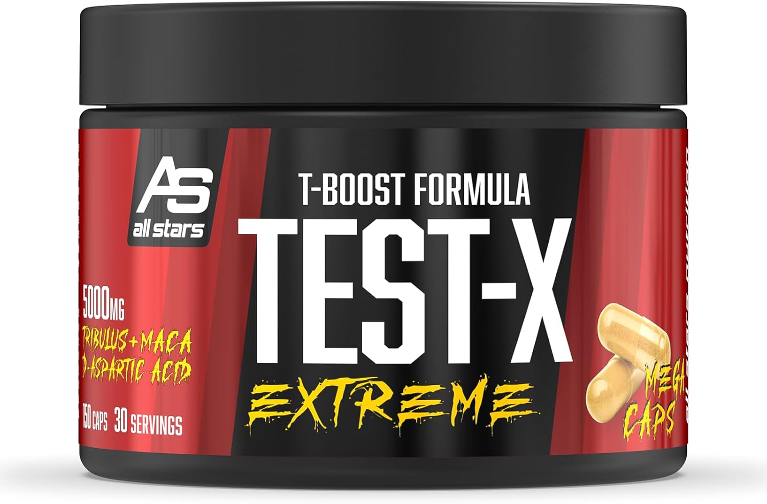 Magnesium Komplex mit B6 & Zink – ALL STARS Test-X Extreme - 150 T-Boost Capsules High Dose - Supplement with Tribulus Terrestris Extract + Vitamin C + Magnesium + Zinc + Maca Powder + D-Aspartic Acid