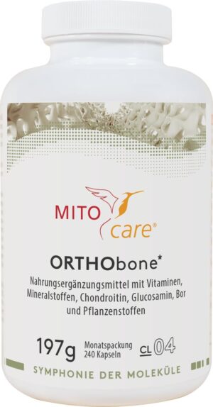 Magnesium Komplex mit B6 & Zink – MITOcare ORTHObone - Vitamin Complex with Magnesium for Bones and Teeth - Joint Capsules with Magnesium, Calcium, Zinc, Manganese and Vitamins - Supply Pack of 240 Capsules, Enough for One Month