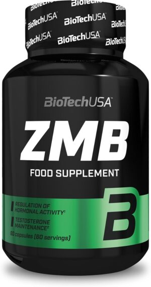 Magnesium Komplex mit B6 & Zink – BioTechUSA ZMB Capsules - Hormone Optimiser with Zinc, Magnesium and Vitamin B6 - Testosterone Support, 60 Capsules