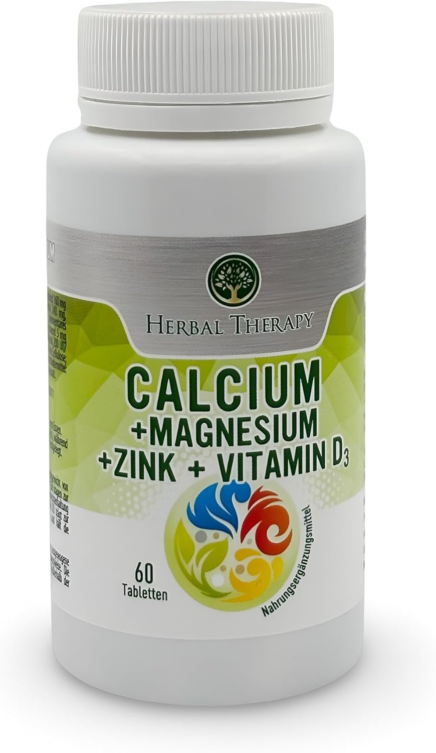 Magnesium Komplex mit B6 & Zink – Calcium + Magnesium + Zinc + Vitamin D3 Dietary Supplement, 60 Tablets