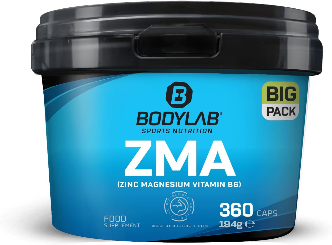 Magnesium Komplex mit B6 & Zink – Bodylab24 Big Pack ZMA 360 Capsules with Zinc, Magnesium, Vitamin B6 + B5 and Vitamin D3, High Dose Complex, Supports Muscle Function and Immune System