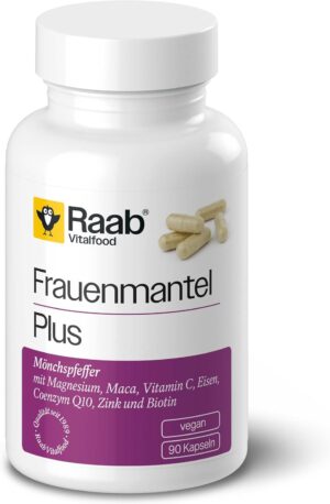 Magnesium Komplex mit B6 & Zink – Raab Vitalfood® Frauenmantel Complex Capsules (Pack of 90) - Complex with Women's Coat and Monk Pepper Extract, Maca and Vitamins (Biotin, Vitamin C), with Iron, Zinc and Magnesium