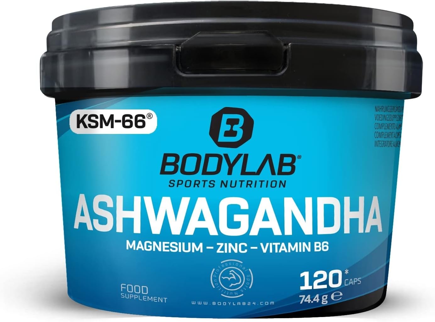 Magnesium Komplex mit B6 & Zink – Bodylab24 Ashwagandha Capsules, Pack of 120, Finely Ground Ashwagandha Powder Enriched with Magnesium, Zinc and Vitamin B6, 100% Vegan