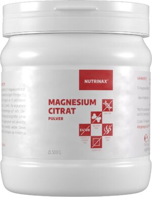 Magnesium 600 mg – Magnesium Citrate Powder, 500 g, Vegan, No Fillers and Additives, Magnesium Citrate, Trimagnesium Dicitrate, For 6 Months