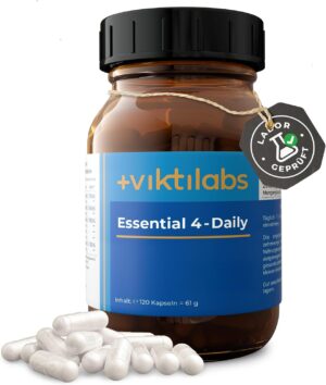Magnesium Komplex mit B6 & Zink โ Essential 4-Daily - With Bioactive Vitamin B6 & Zinc Complex - Optimal Nutrient Support with Magnesium & Manganese - For Stressful Phases and Increased Metabolic Requirements (Pack of 1)