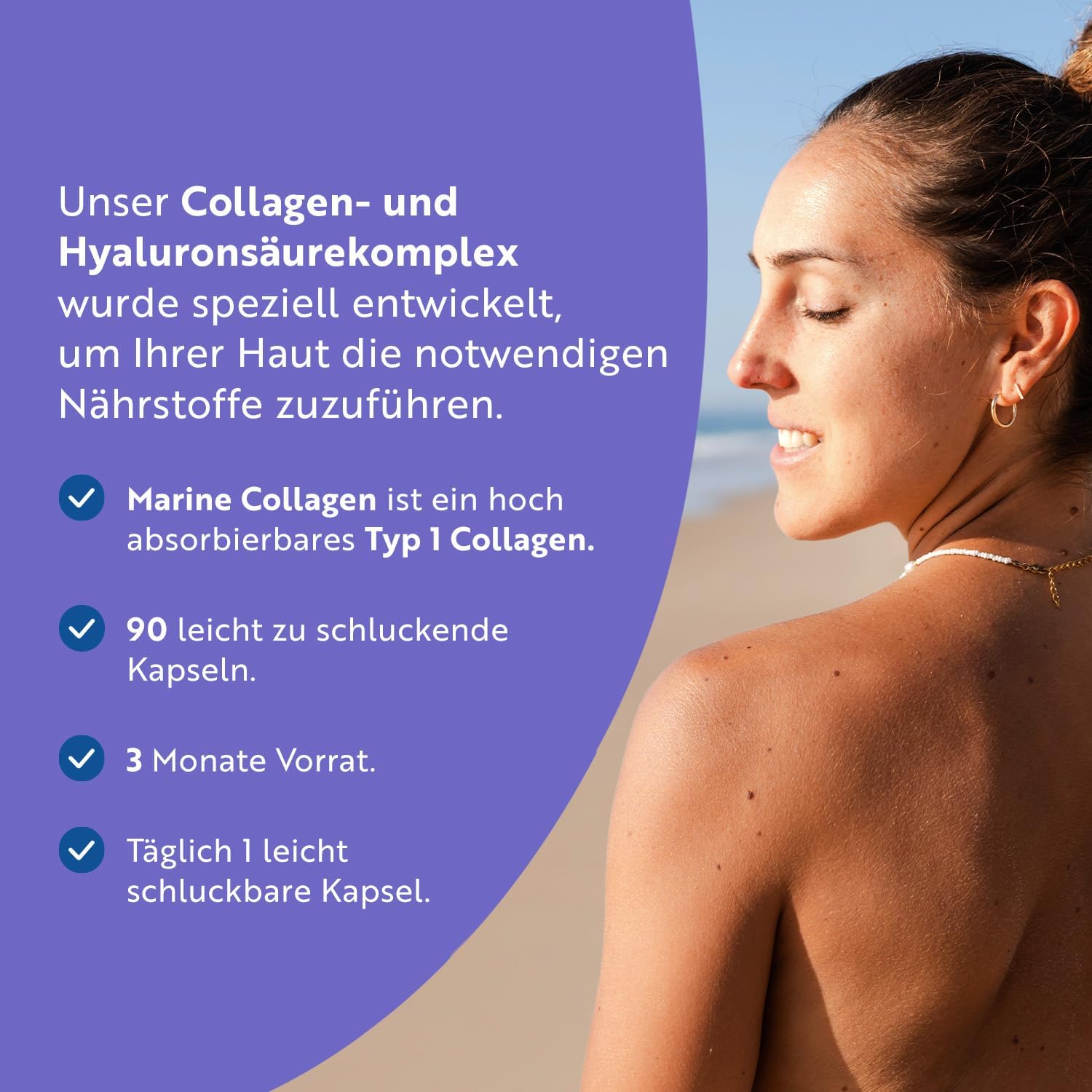 Magnesium Komplex mit B6 & Zink – Collagen Complex with Marine Collagen, Magnesium, Vitamin D, C, B12, A, Q10 & Zinc - 90 Hyaluronic Capsules High Dose for 3 Months - Nutravita – Bild 2