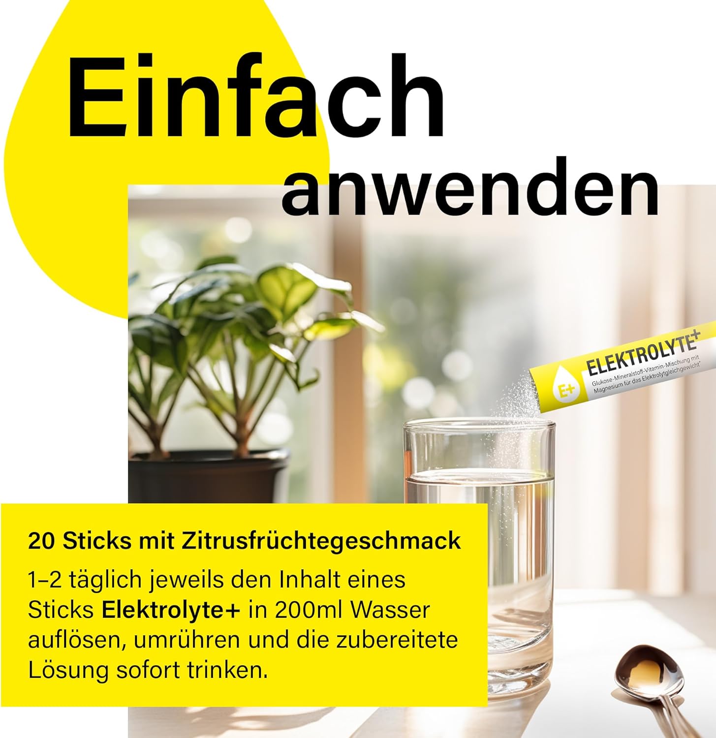 Magnesium Komplex mit B6 & Zink – ELEKTROLYTE+ | 20 Sticks | Supports Electrolyte Balance | With Magnesium, Zinc, B5, Potassium | Citrus Fruit Flavour | Vegan – Bild 5
