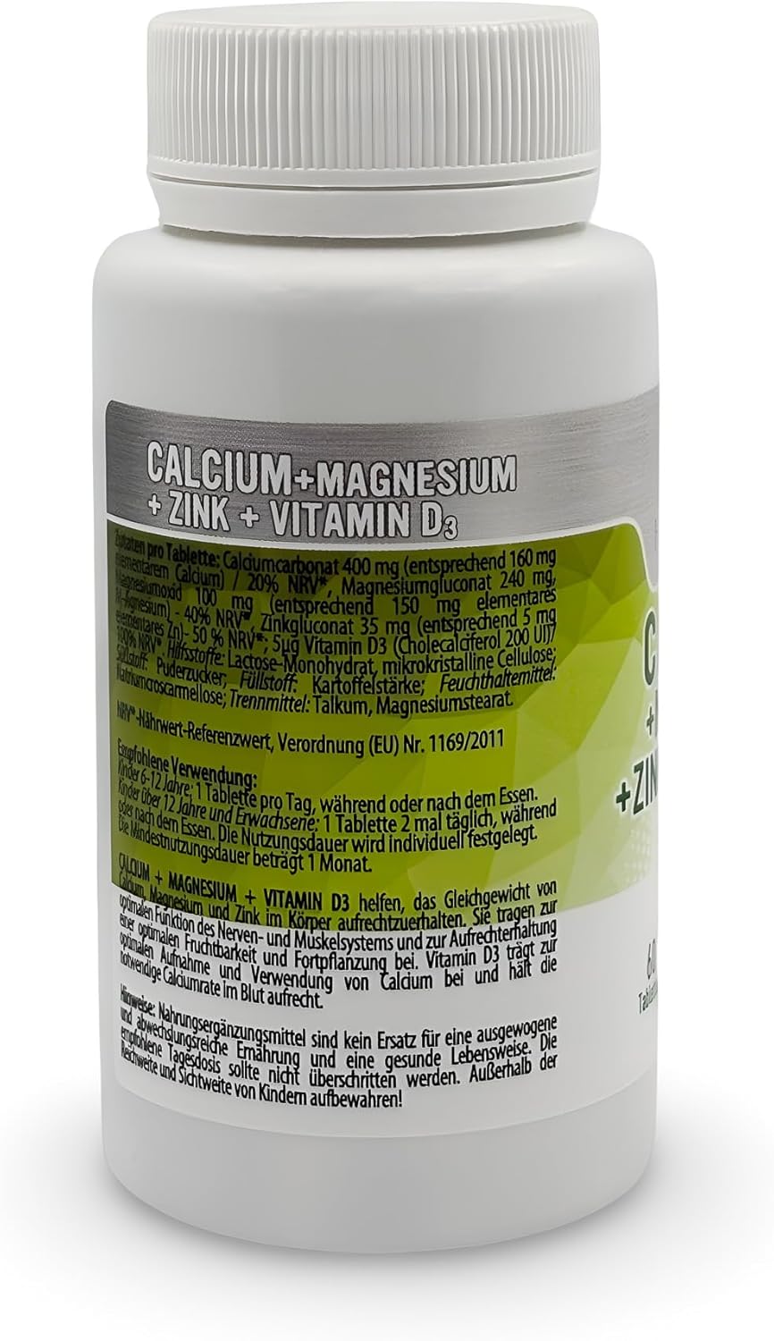 Magnesium Komplex mit B6 & Zink – Calcium + Magnesium + Zinc + Vitamin D3 Dietary Supplement, 60 Tablets – Bild 5