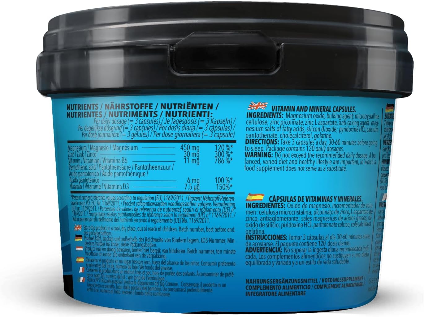 Magnesium Komplex mit B6 & Zink – Bodylab24 Big Pack ZMA 360 Capsules with Zinc, Magnesium, Vitamin B6 + B5 and Vitamin D3, High Dose Complex, Supports Muscle Function and Immune System – Bild 2