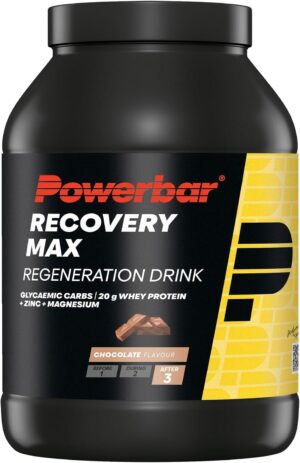 Magnesium Komplex mit B6 & Zink – Powerbar - Recovery Max - Chocolate - 1144g - Regenerating Whey Drink with Carbohydrates, Magnesium & Zinc