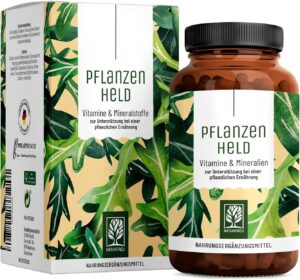 Magnesium Komplex mit B6 & Zink – Pflanzenheld Vegan Multivitamin Capsules – 120 Capsules for Vegans and Vegetarians – Daily Vitamins with B12, Iron, Zinc, Calcium, Magnesium & Vitamin A – Made in Germany