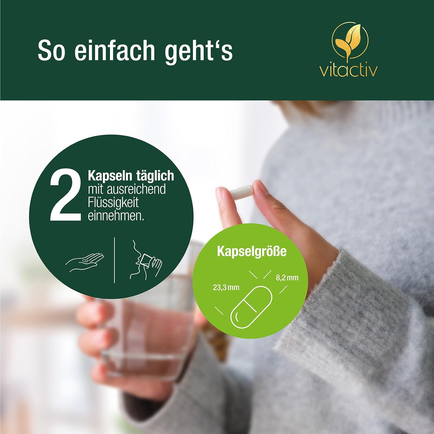 Magnesium Komplex mit B6 & Zink – VITACTIV Mineral Complex - Brand Raw Material Aquamin, Marines Calcium & Magnesium (2:1) - Basic Minerals & Trace Elements with Zinc for Acid-Base Metabolism - Vegan, High Dose, 120 Capsules – Bild 7