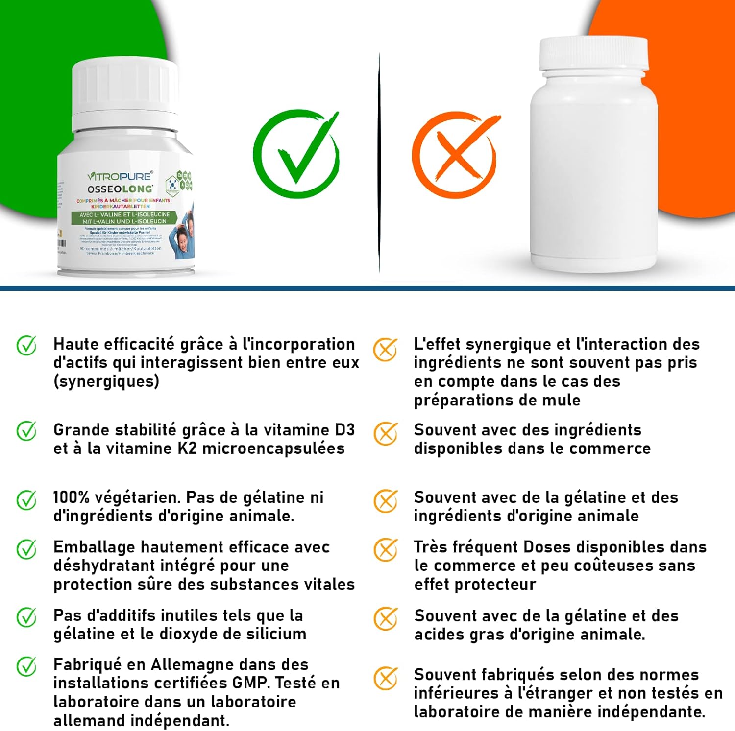 Magnesium Komplex mit B6 & Zink – OsseoLong® Chewable Tablets: Unique Combination: Branched Chain Amino Acids (BCAAs), Calcium, Vitamin D3, Zinc and Magnesium for Bone Development – Bild 4