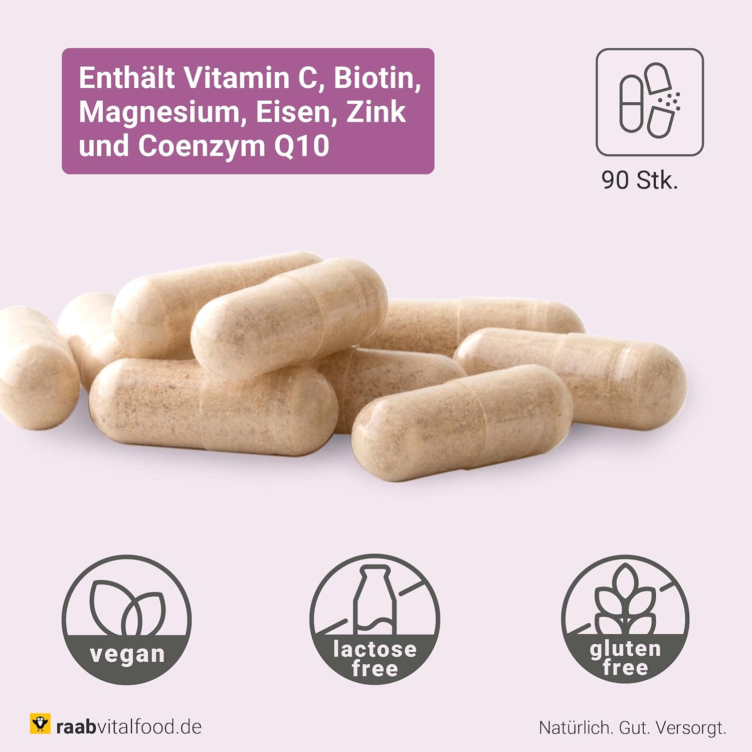 Magnesium Komplex mit B6 & Zink – Raab Vitalfood® Frauenmantel Complex Capsules (Pack of 90) - Complex with Women's Coat and Monk Pepper Extract, Maca and Vitamins (Biotin, Vitamin C), with Iron, Zinc and Magnesium – Bild 2